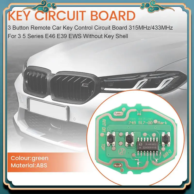

L39A-3 Button Remote Car Key Control Circuit Board 315Mhz/433Mhz For-BMW 3 5 Series E46 E39 EWS Without Key Shell