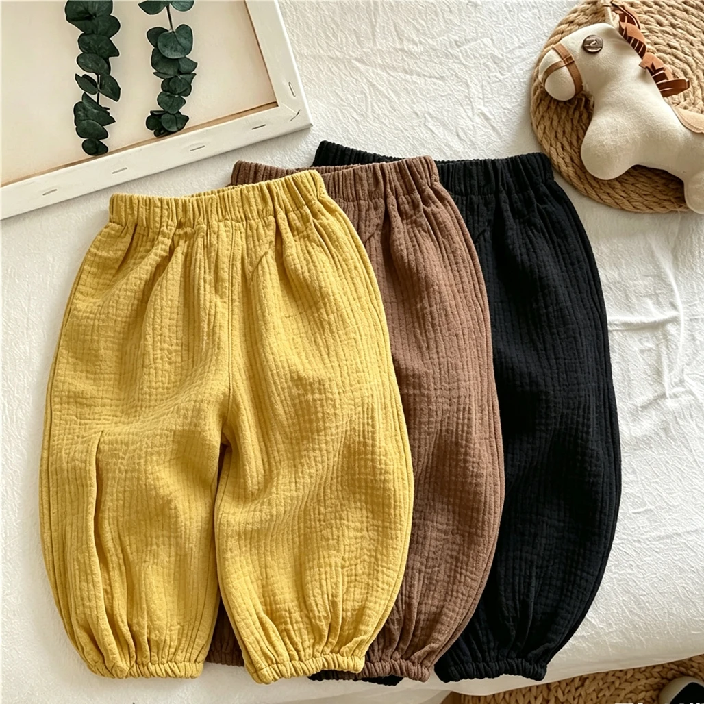 Boys And Girls Summer Pants Simple All-match Trousers Children Casual Sports Pants Kids Thin Mosquito Pants 1-6Years Old Kids