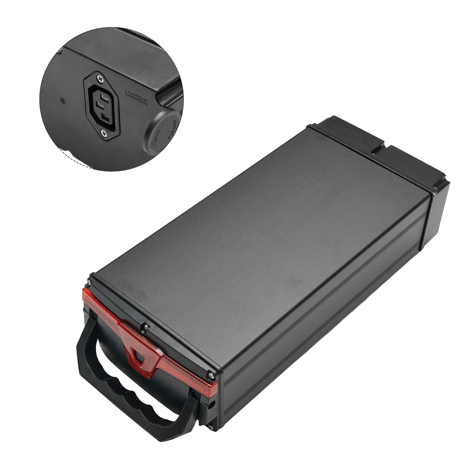 Brand New Battery Box 385x172x95mm Aluminum Alloy Black E-Bike Electric Bike Shelf 1865o/21700 Lithium Battery