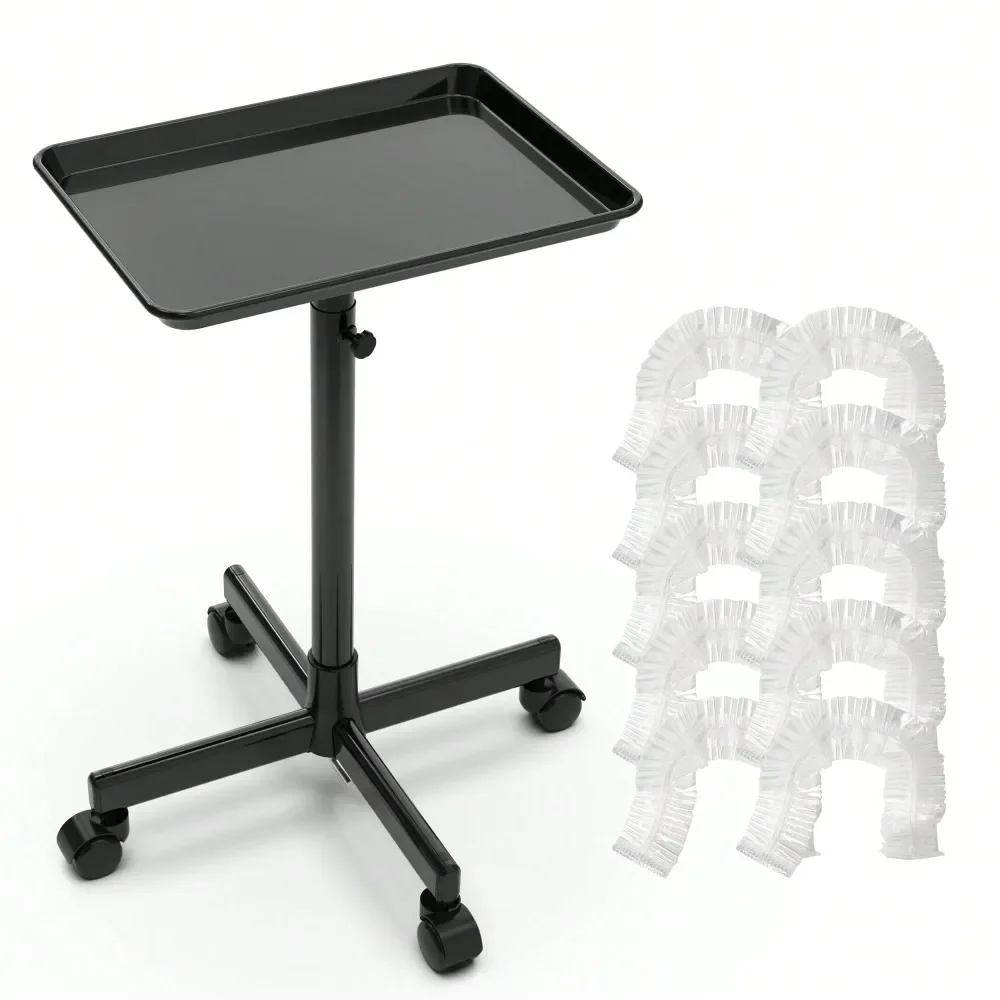 

Salon Tray Cart With 10 Sheets Of Transparent NonSlip Tray Film, Adjustable Height 24 To 36 Inches Provides Ample Storage For S