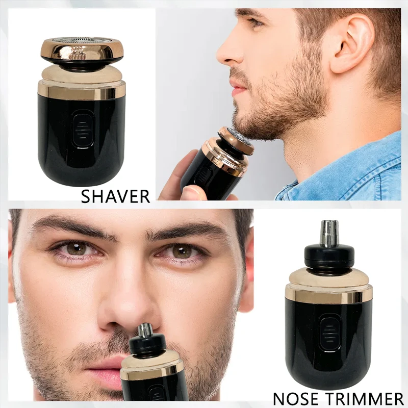 2in1 Mini Shave Portable Electric Razor for Men Pocket Size Portable Shavers,Wet & Dry, Waterproof USB Rechargeable Nose Trimmer