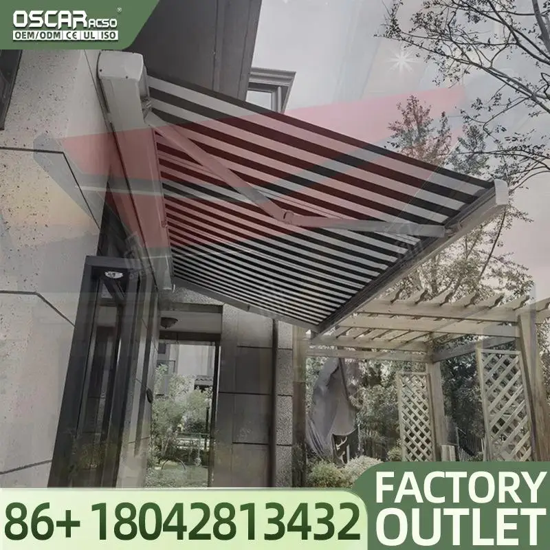 White PVC Frame Retractable Automatic Sun Shelter Windproof Motorized Awning for US Balconies Patios Outdoor Spaces Retractable