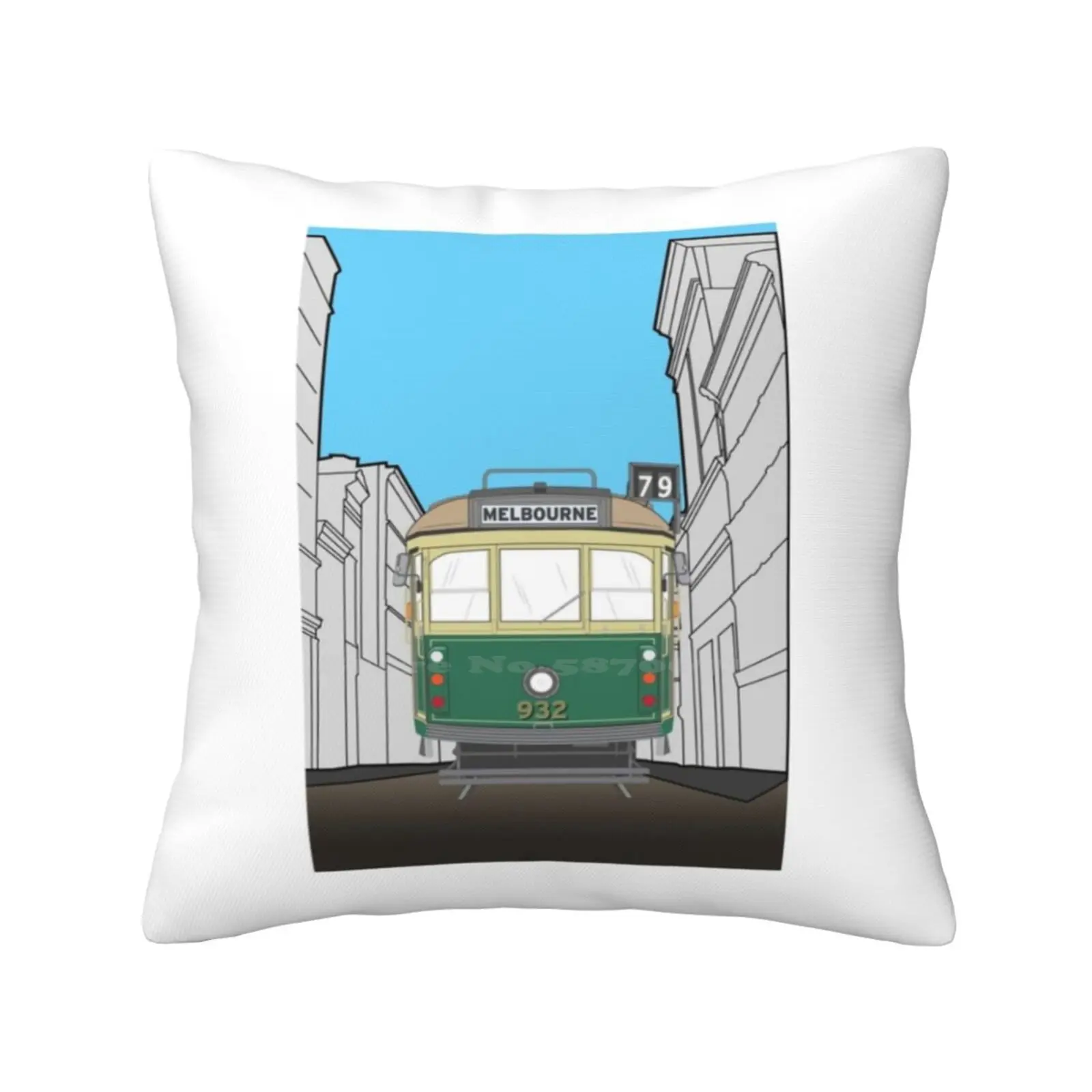 Melbourne Heritage Tram Funny Cute Decor Square Pillowcase Australia City Circle Melbourne Tourist Vector W6 Tram