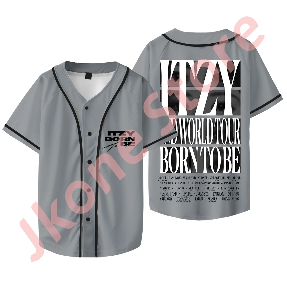 Kpop ITZY 2024 Jersey Tour kaus jaket bisbol Born To Be Merch musim panas kaos lengan pendek Mode Pria Wanita