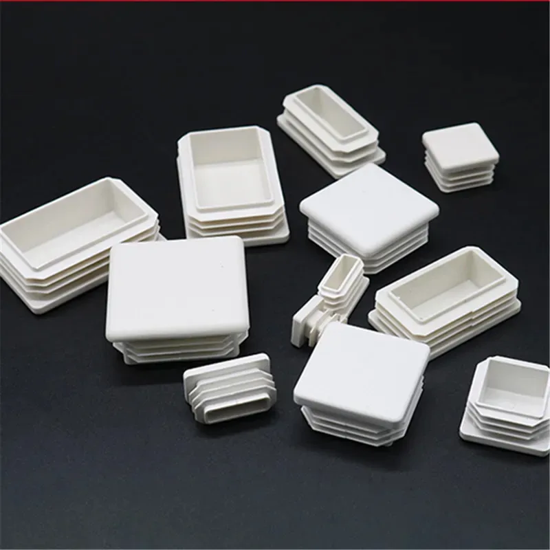 2/4/8/12/20 pezzi 15x15mm - 50x100mm Rettangolo/Quadrato Bianco Plastica Tappo terminale Inserti per tubi Tappo Tappo Gamba in acciaio Stopfen