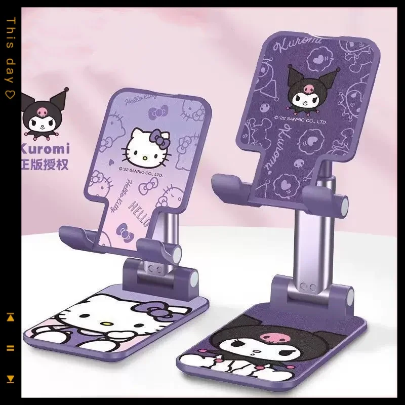 

Kawaii Sanrio mobile phone desktop stand anime peripheral purple HelloKitty multifunctional universal telescopic and adjustable