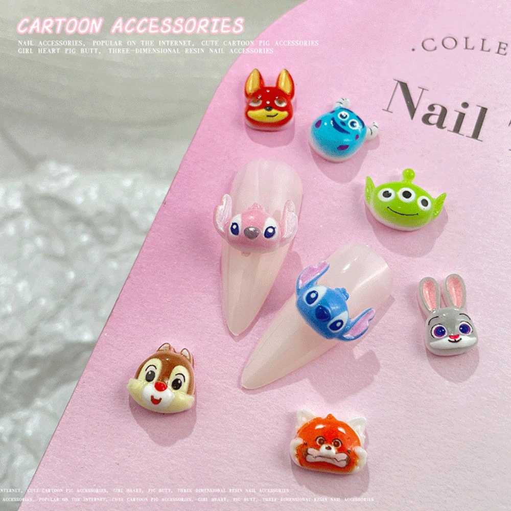 50 szt. Uroczych, kreskówkowych ozdób do paznokci z serii Zootopia, kawaii, 3D, świecące w ciemności, Stitch, Judy Królik, Nick Lis, akcesoria do dekoracji paznokci