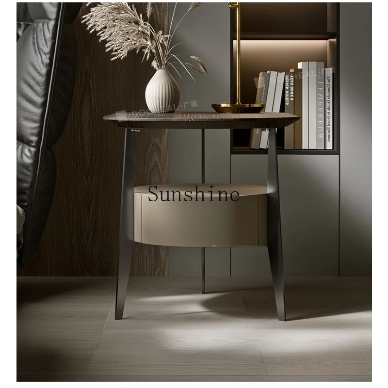 Small round bedside table high foot design bedroom bedside table