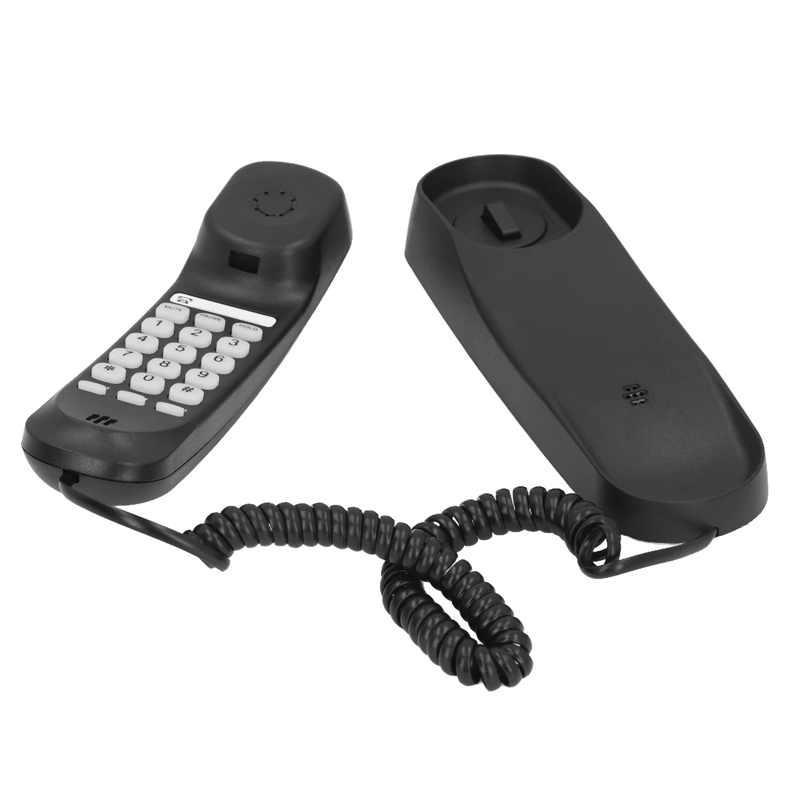 Mini Desktop Corded Landline Phone Fixed Telephone Wall Mountable Supports Mute/ Pause/Redial and 2 Ring Volume Adjustable