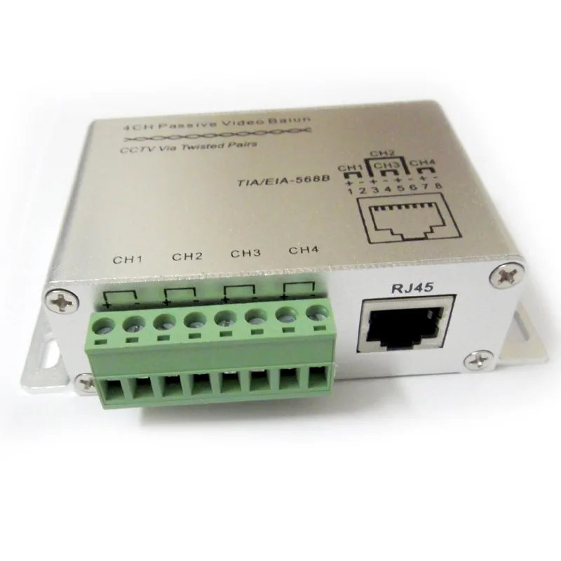 4 Channel Passive UTP Video Balun Transmitter Receiver for CCTV & Video Conferencing (330m/1500m Range No Power Needed)