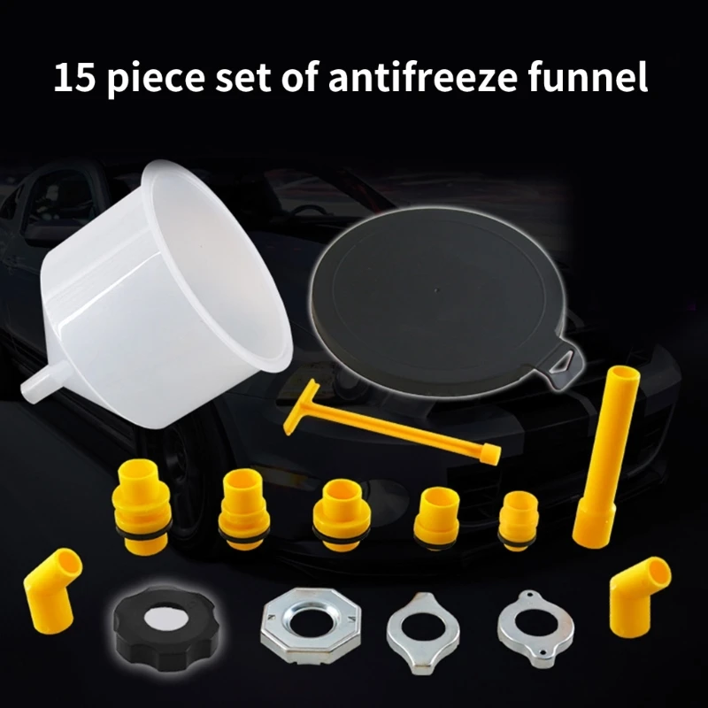 

15Pcs Universal Car Coolant Filling Kits Durable Plastic Spill Proof Pouring Set Car Maintenance Equipment for Oil Coolant Fluid