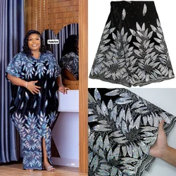Kalume 2024 African Lace Fabric Sequins Nigerian Tulle Velvet Lace Fabric Sequins High Quality for Diy Party Dress Sewing F3576