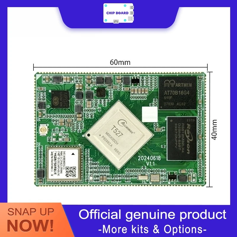 Helper T527 Dev Module with Allwinner T527/A527 octa-core A55, supporting Android 13, Ubuntu, AI acceleration.