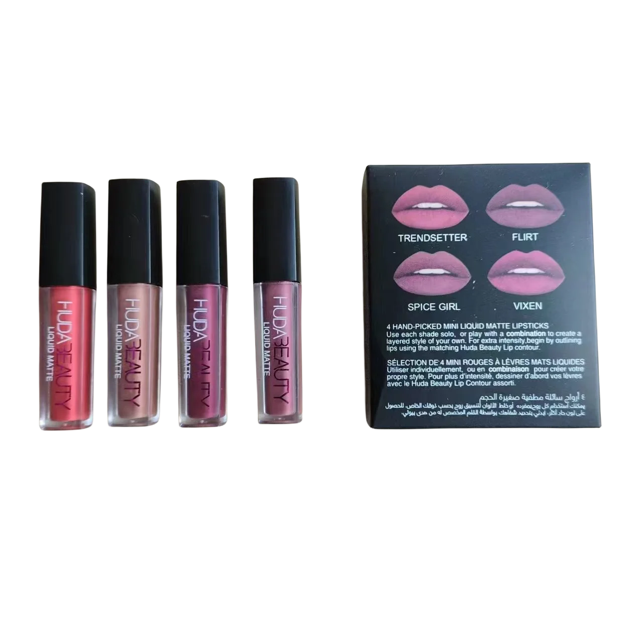 12pcs Huda Beauty Matte Lip Gloss Kit Waterproof Lip Glaze Tint Non-stick Non-Fading Lipstick Lip Makeup Cosmetic Lip Care