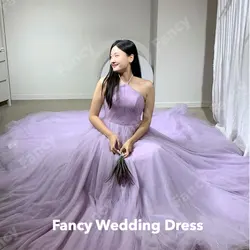 Fancy Simple Halter Light Purple Wedding Dress A Line Tulle Bridal Gown Floor Length Birthday Party Dresses customized