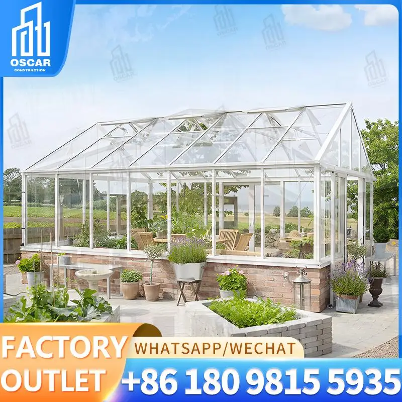 

Outdoor Lean to Glass Rooms with Prefabricated Metal Frame for Patio Gardens and Courtyards sunroom