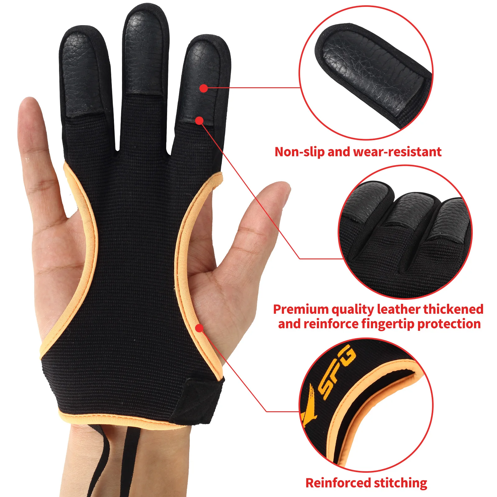 Archery 3 Finger Gloves Ergonomic Thickened Non Slip Protector Finger Guard Breathable Sweat Adsorbed Hunting Shooting Equipment