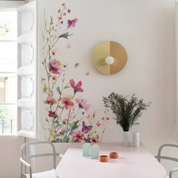 2PCS Simple Painted Flower Leaves Bedroom Living Room Background Landscaping Decorative Wall Stickers Wall Decoration