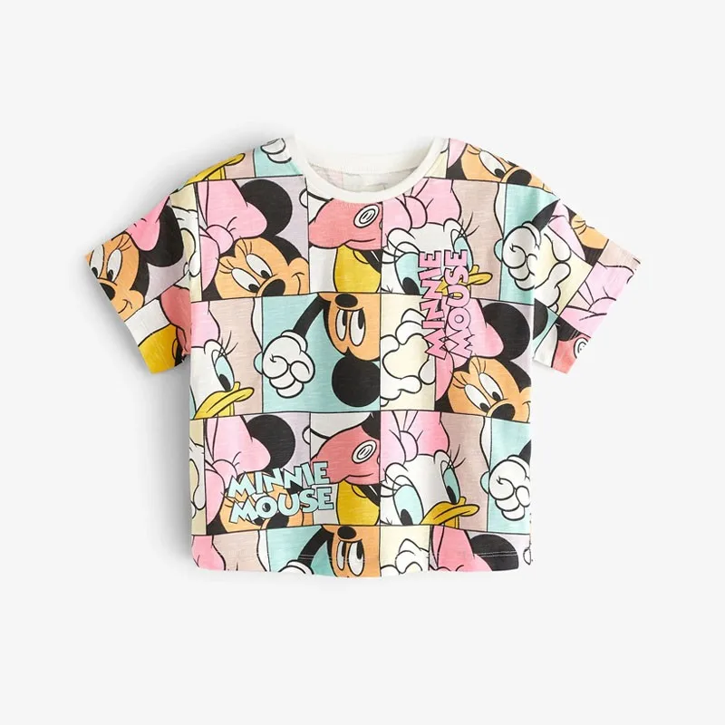 Full Print TShirt Kids Cartoon Fashion Costume Short Sleeve Crewneck Tops 1-7Age Girls Cute Printing Tees New Casual Loose Tees