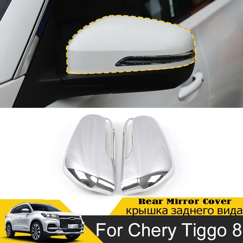 

Chrome For Chery Tiggo 8 2019 2020 2021 Door Rear View Mirror Covers Stickers Car-Styling Decoration 2Pcs