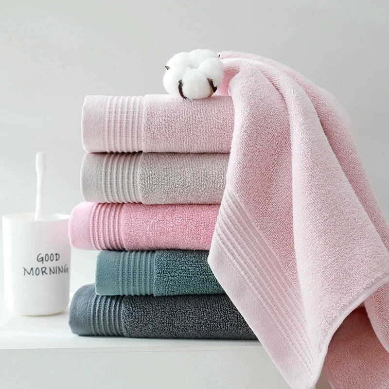 

New thickened 100% pure cotton household towel, soft and absorbent adult bath towel, jacquard plain color adult large towel