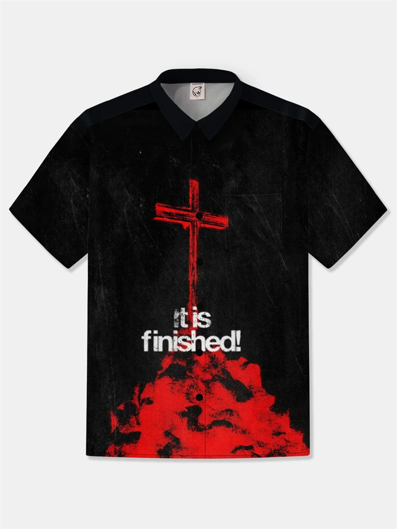 

Vintage Jesus 3D Printed Hawaiian Shirt For Men Christianity Button Down Beach Shirts Tops Summer Mens Short Sleeves Blouse Tees