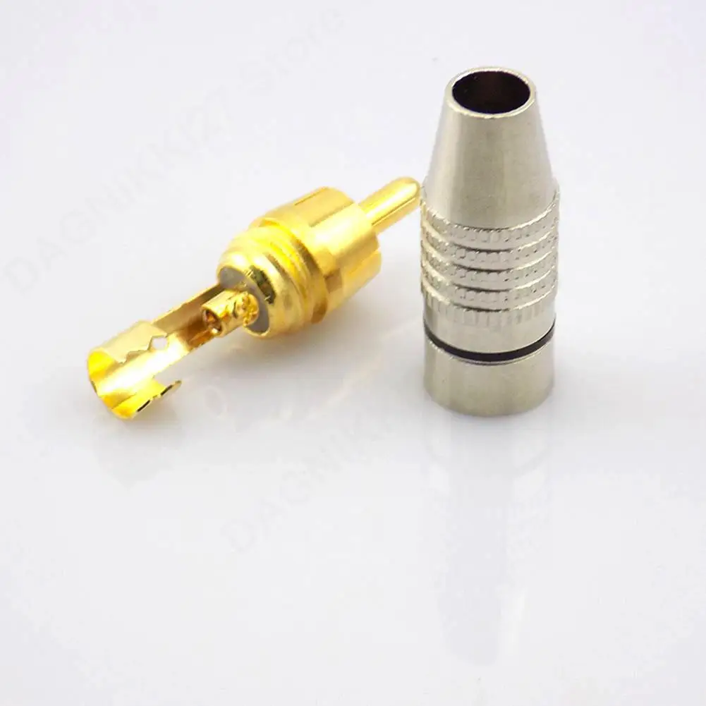 10pcs RCA Male Plug to cabling Connector Adapter Audio Video Cable CCTV camera Non Solder Gold Plated