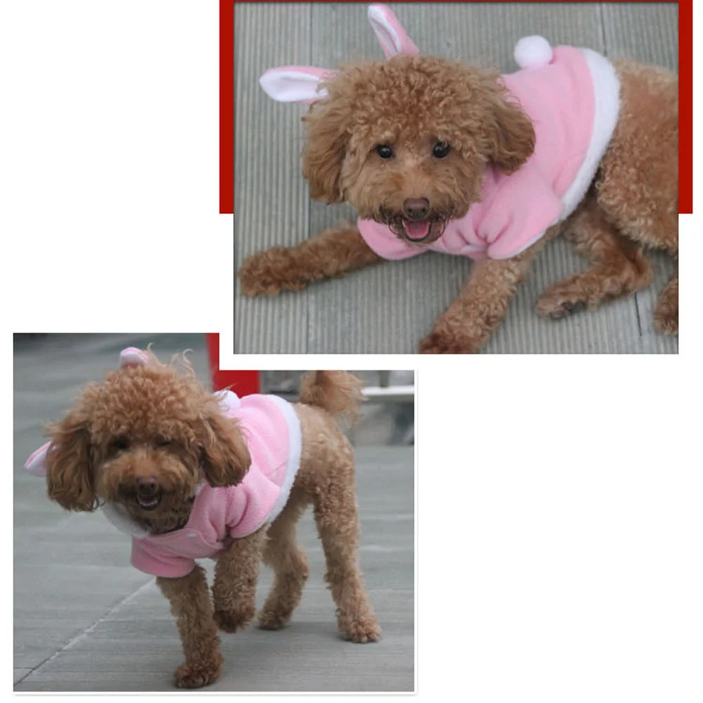 Pet Costume Rabbit Outfit with Hood & Bunny Ears for Small Dogs and Cats Pink - Size XS Pet Rabbit Outfit