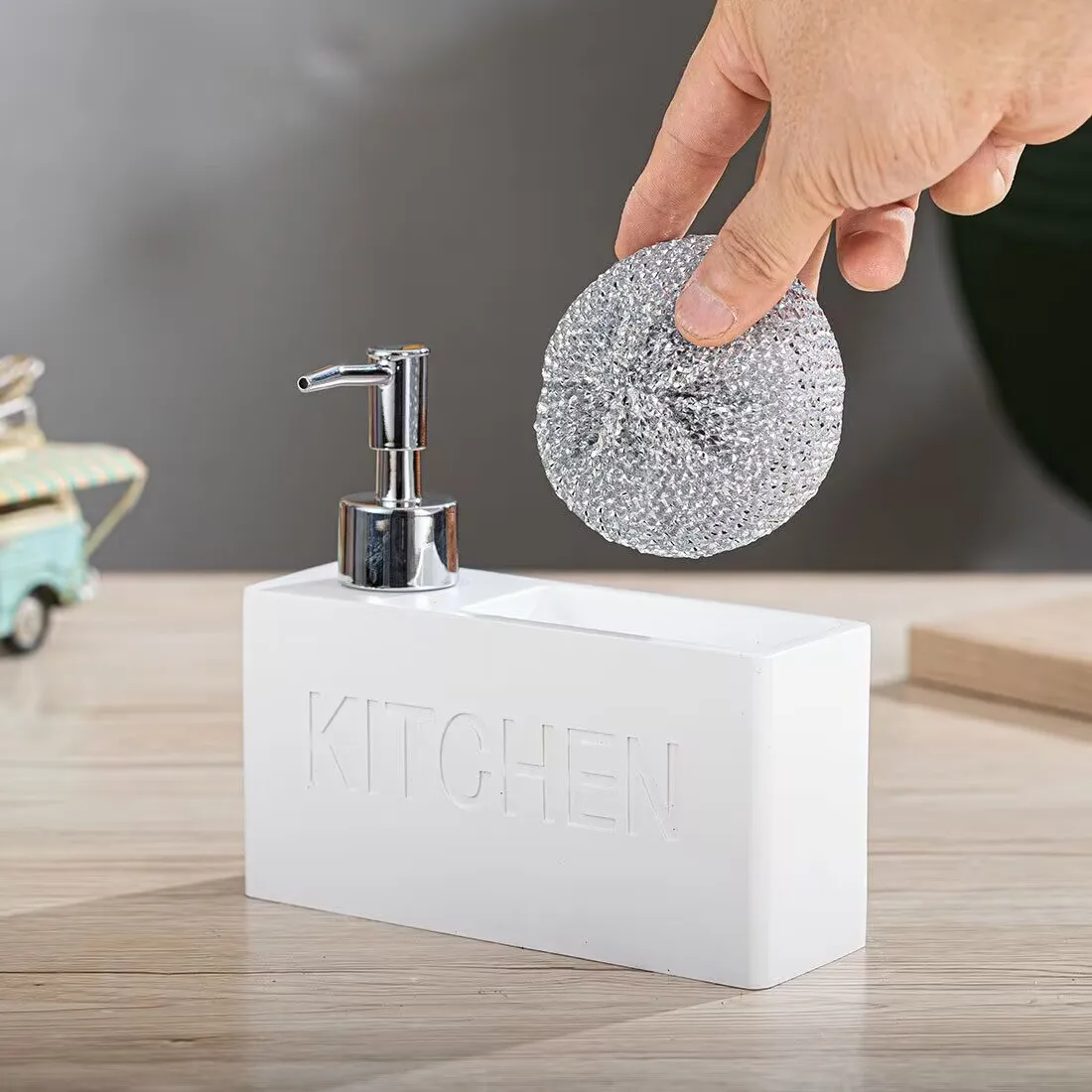 Modern kitchen accessories Soap Dispenser Set Liquid hand soap dispenser pump bottle brushes Holds and Stores Sponges Scrubbers