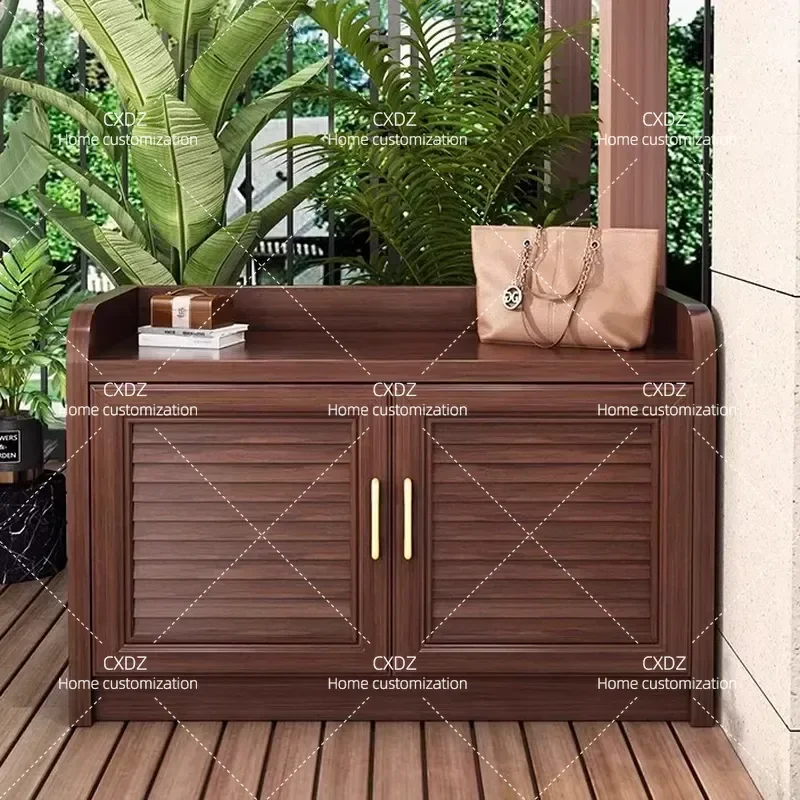 Outdoor Aluminum Alloy Shoe Cabinet Waterproof Sunproof Entryway Storage Bench with Seat for Balcony Courtyard Household Use
