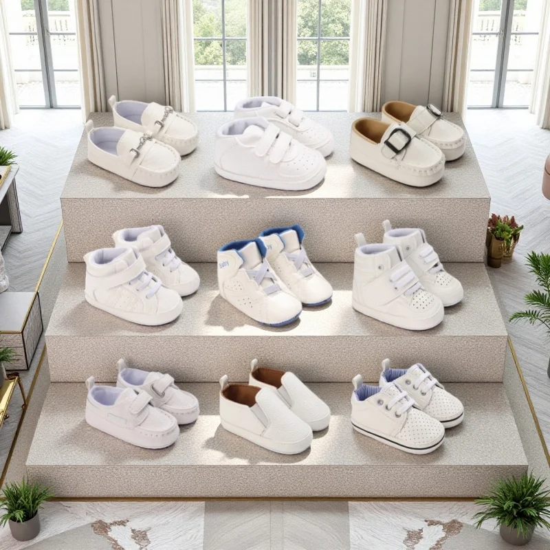 

White Baptismal Baby Shoes For Boys And Girls Casual Soft Soled Non Slip Baby Shoes For 0-18 Months Baby Walking Shoes
