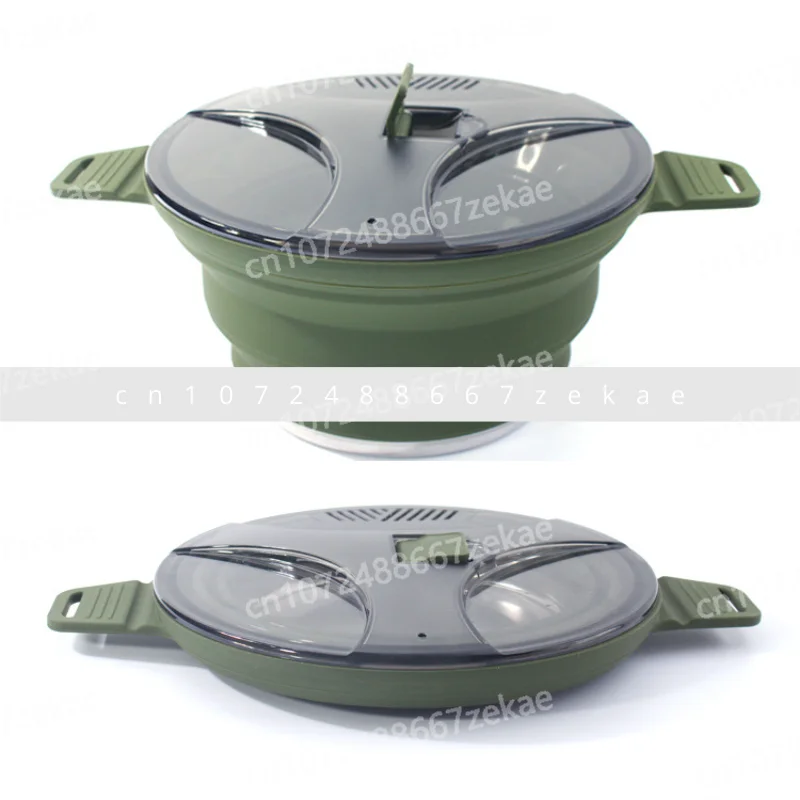 

Складной горшок для кемпинга на открытом воздухе, силиконовый походный кухонный горшок, портативный набор для пикника, горшок из нержавеющей стали, походная посуда