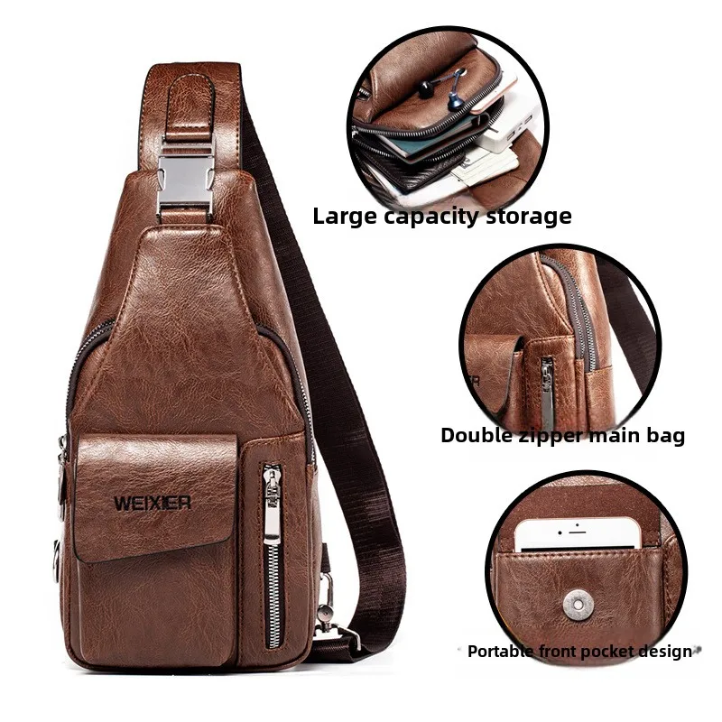 2025 Men's Chest Bag, Outdoor Casual Men's Crossbody Bag, Multifunctional Waterproof Single Shoulder Backpack, Chest Bag