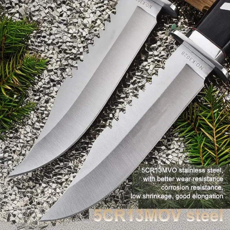 Wilderness camping knife, wilderness survival knife, portable knife, outdoor high hardness multifunctional hiking knife