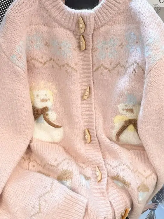 

Очень большой женский вязаный свитер-пальто 300 Pou, свободный, с длинными рукавами, винтажный, мягкий, удобный, осенне-зимний, в корейском стиле, Laz...