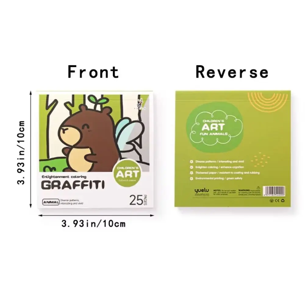 DIY Mini Cartoon Coloring Book Portable Note Coloring Watercolor Coloring Book 25Sheets Painting Album Children's Art