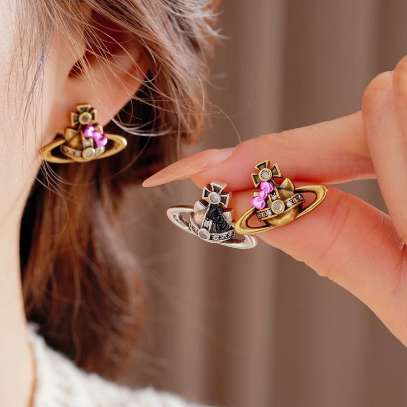 

Серьги-гвоздики с бантом из циркона в европейском и американском стиле для девочек, нишевые модные трендовые серьги в стиле ретро, высококачественные серьги