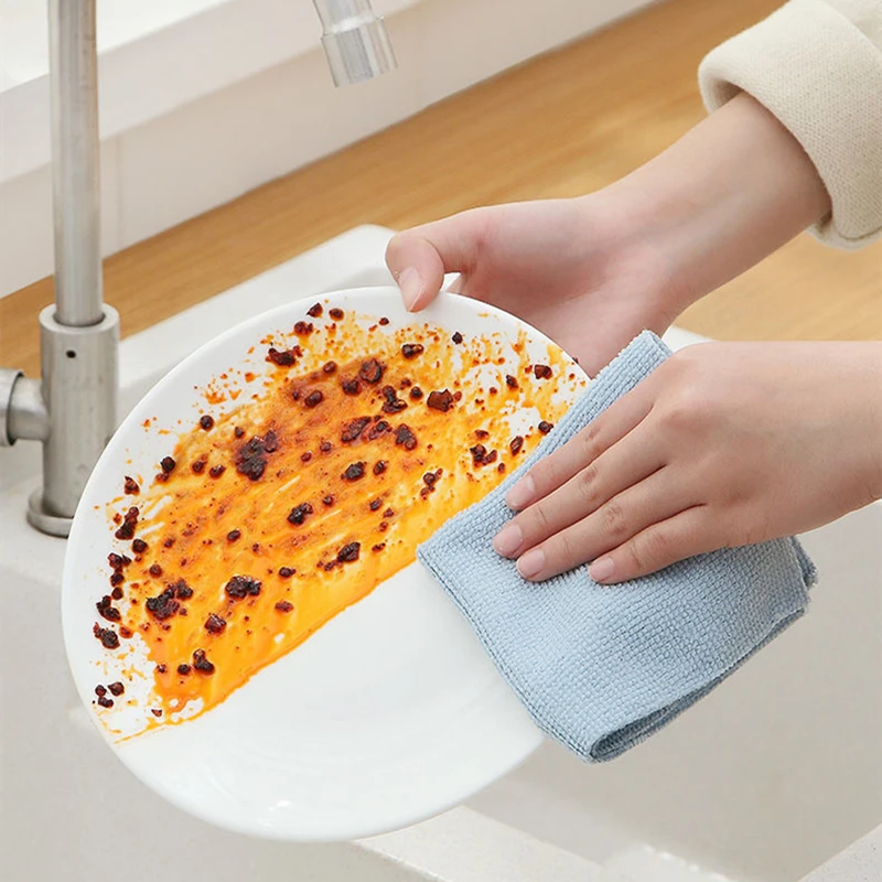 1 Box of 20 Pcs Microfiber Extractable Design Rag Kitchen Towel Dishcloth Non-stick Oil Reusable Cleaning Cloth Daily Dish Towel