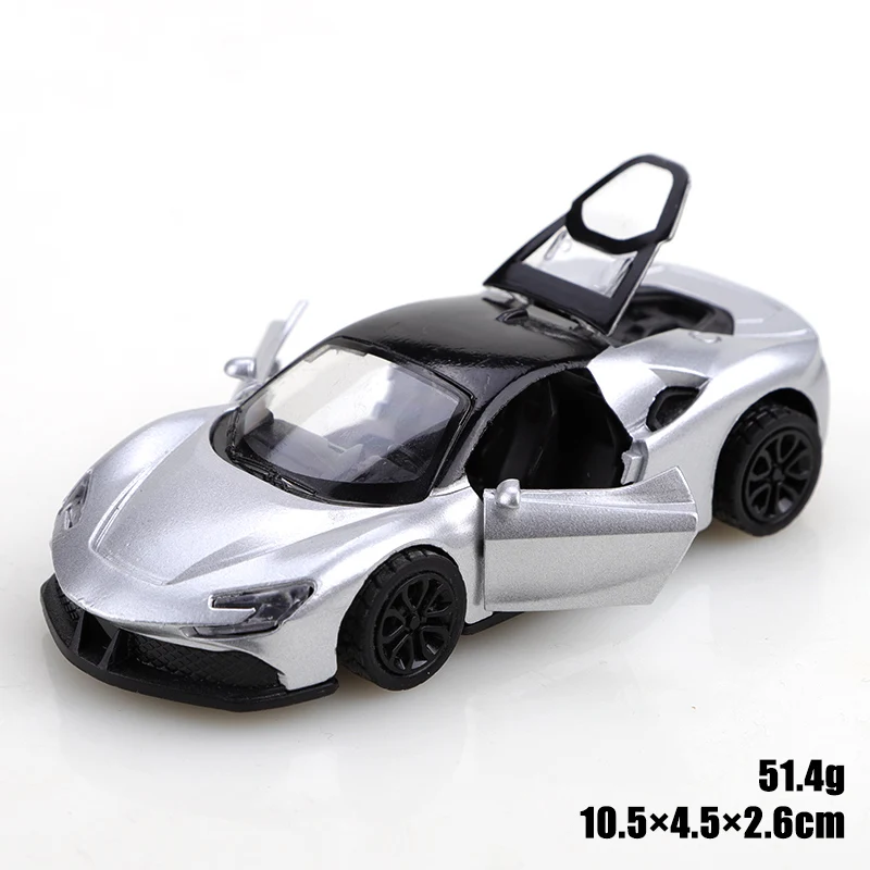 (Bagged) 1:43 Die-Cast Metal Car, Imitation SF90 Pullback Racing Car, Alloy Car Model, Three Doors That Can Be Opened, Boy's Toy
