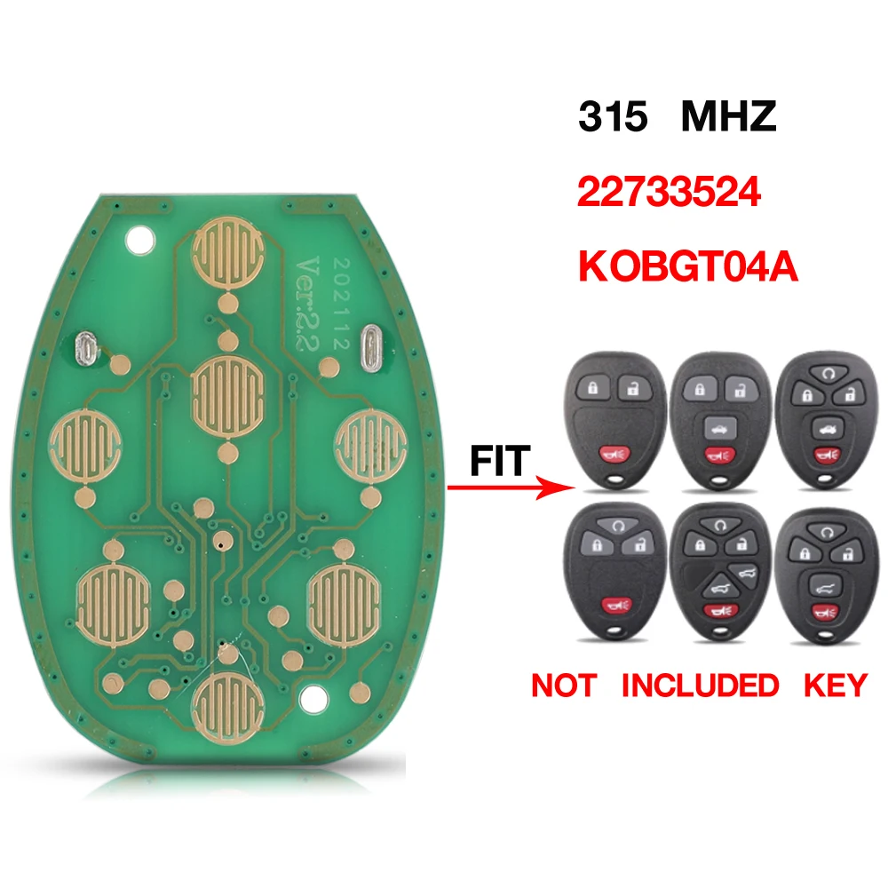 

jingyuqin 315MHz KOBGT04A/22733524 Remote Key For Chevrolet Tahoe Traverse For GMC Chevy Silverado For Buick Hummer H3 Replace