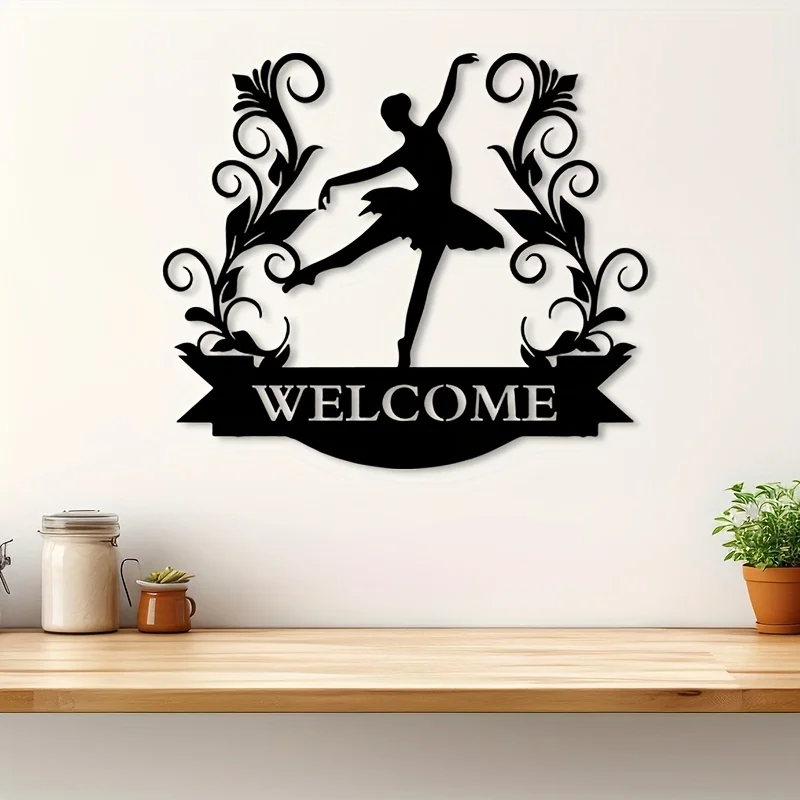 1 pieza de arte de pared moderno de bailarina de hierro, elegante escultura de metal para pared con diseño de danza, adorno de arte duradero y con estilo para decoración de pared interior del hogar
