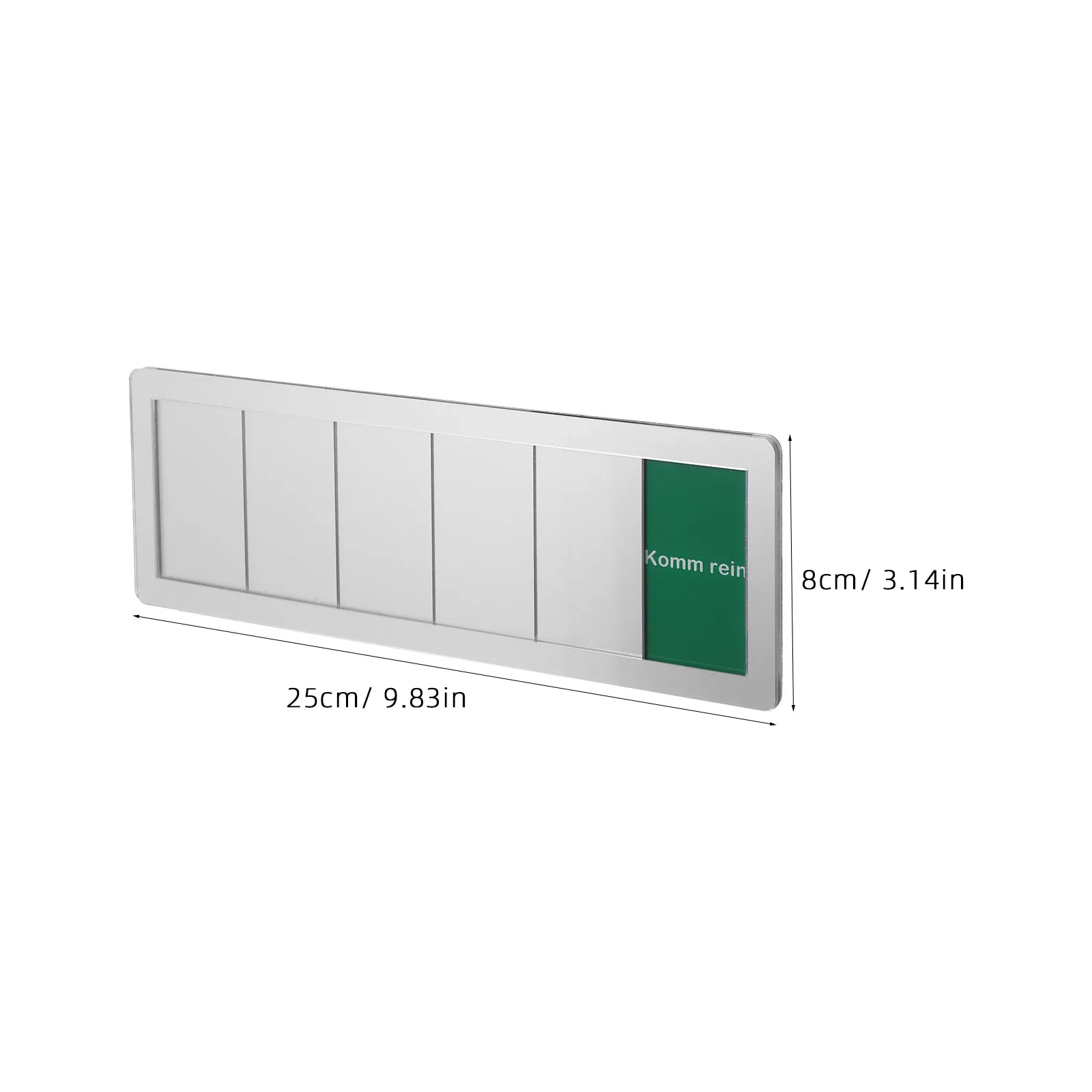 Premium Acrylic Office Door Status Sign Silver Frame Vibrant Background White Text Sliding Privacy Indicator for Meeting in