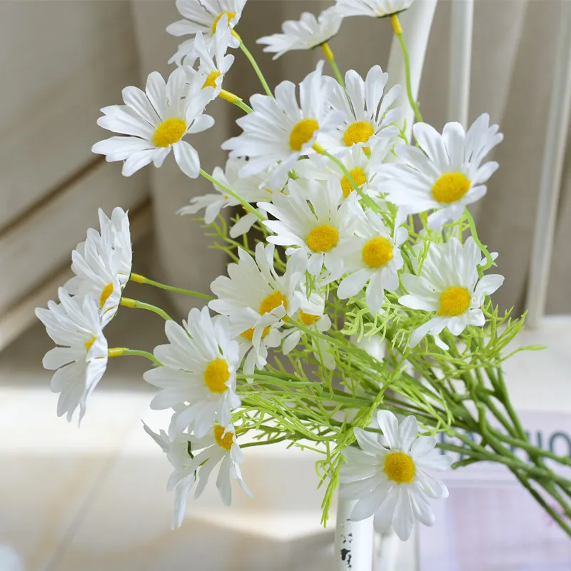 Artificial Daisy Flowers for Home Decoration Long Branch Bouquet for Wedding Garden Bridal Fake Flower DIY Chamomile Room Decor