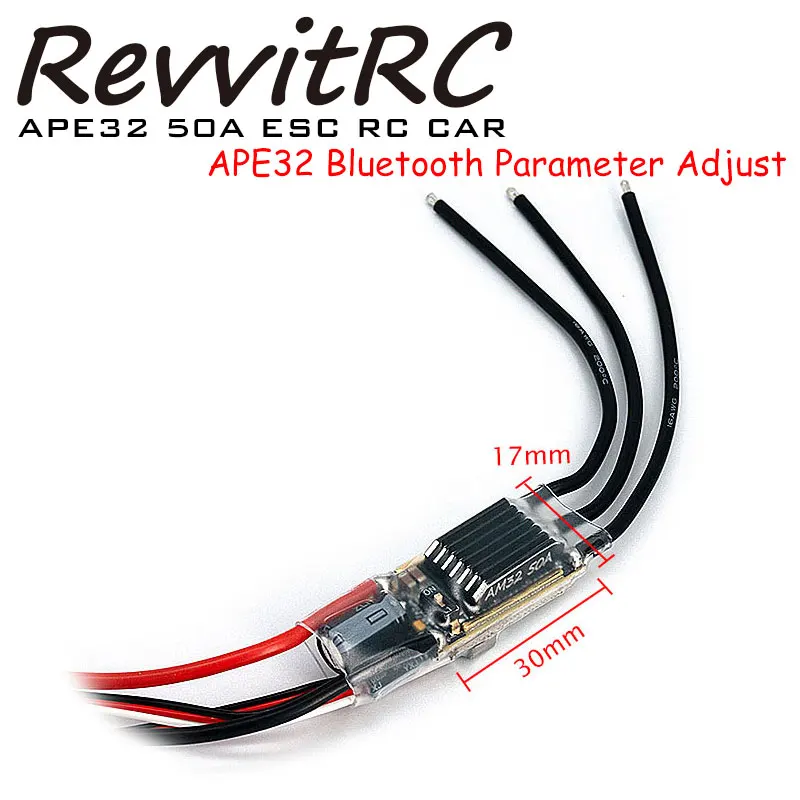 

RevvitRC APE32 50A ESC Bluetooth регулировка параметров ESCAPE32 прошивка может работать через Wi-Fi для 1/10 TRX4 SCX10 RC гусеничного автомобиля