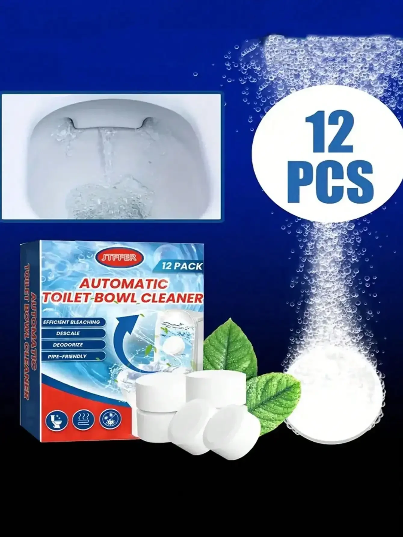 12PS Toilet Cleaner Powerful Water Scum Remover Urine Scale Premium Cleaning Tablet Toilet Bowl Cleaner Effective Cleaning Sheet