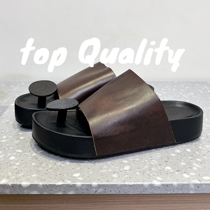 

Summer Women's slippers Retro slippers SANDALS leather uppers Rubber sole Thick soled shoes Solid color Shopping dressing