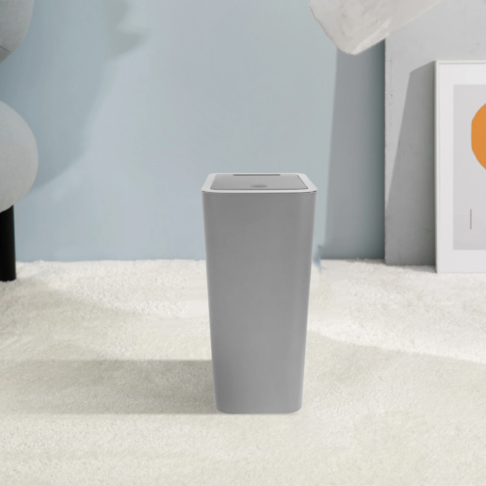 

Push Trash Can 10.5L Capacity Dogproof Bin Cover Garbage Waste Basket Pp Creative Dorm Bedroom Bathroom Slim Plastic