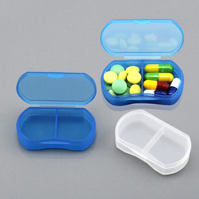 Mini Pill Case Portable Tablet Pill Organizer Case Dispenser Holder Storage Organizer Container Case 2-grids Mini Dispenser