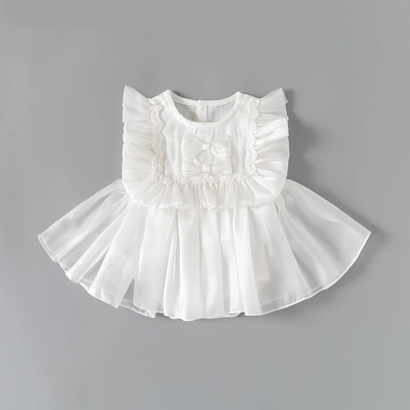 

Ruffles Bow Newborn Baby Girls Dress for Summer Organza Princess Dresses