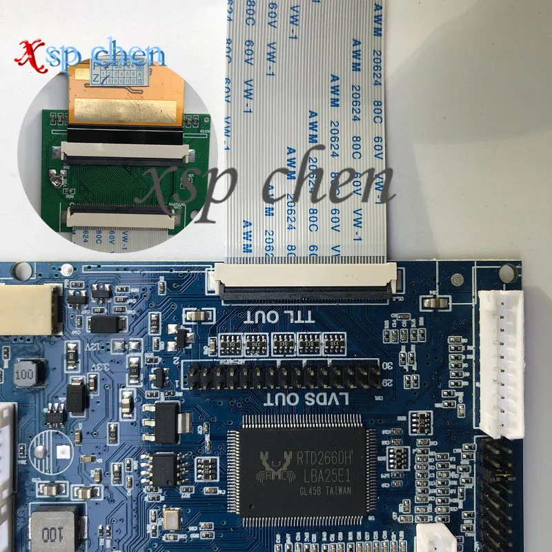 6.2 inch LCD screen HSD062IDW1 A00 A01 A02 driver board HDMI VGA 2AV 50pin to 60pin driver board TTL LVDS controller board